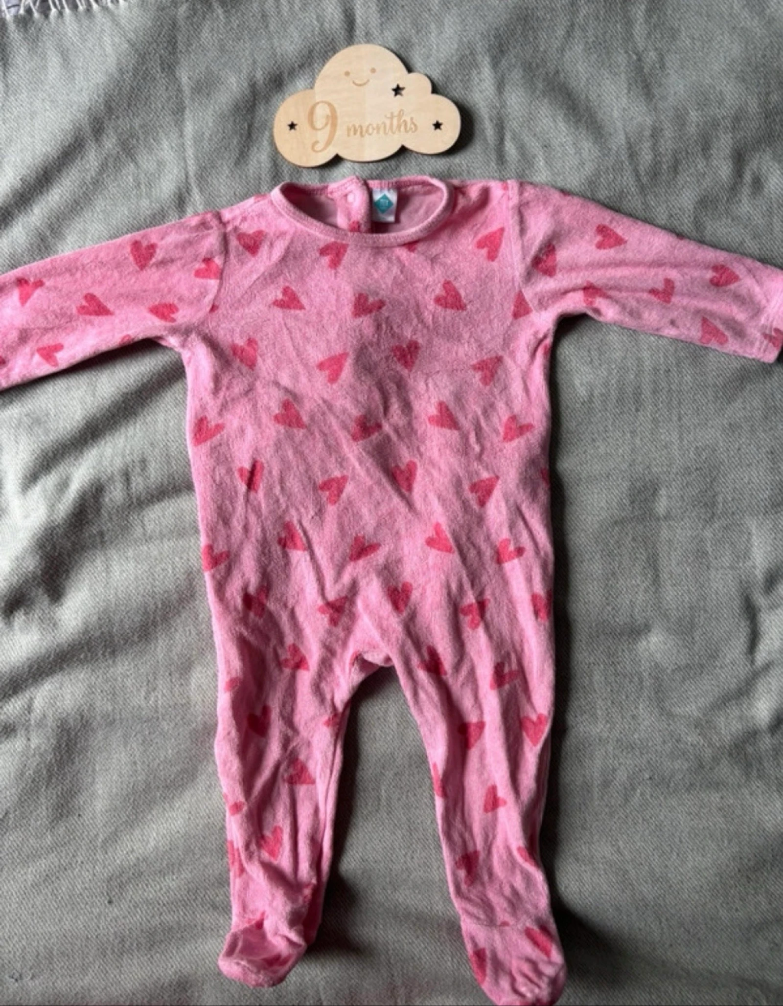 247/ Pyjama rose à cœur - Tex - 9 mois